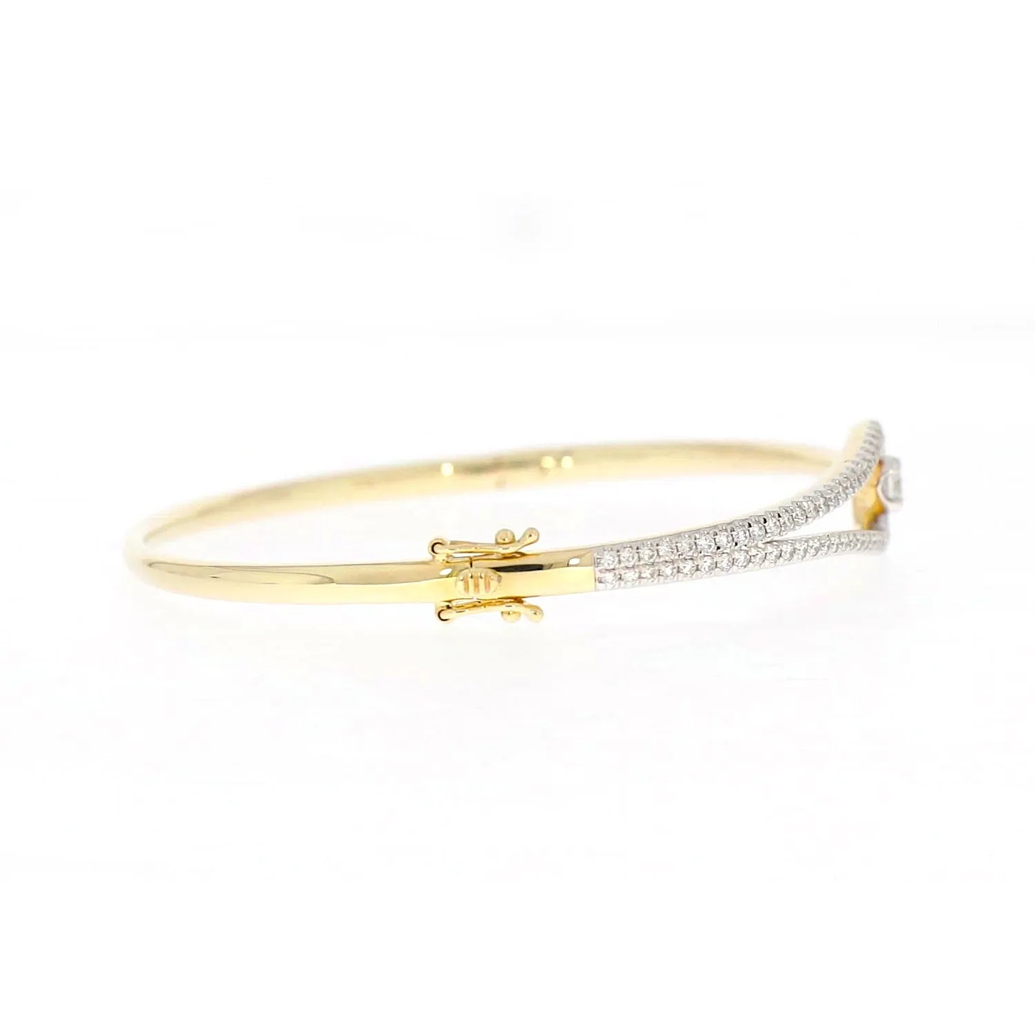 Celebration 9ct Yellow and White Gold with Round Brilliant Cut 1 Carat tw of Lab Grown Diamond Bangle