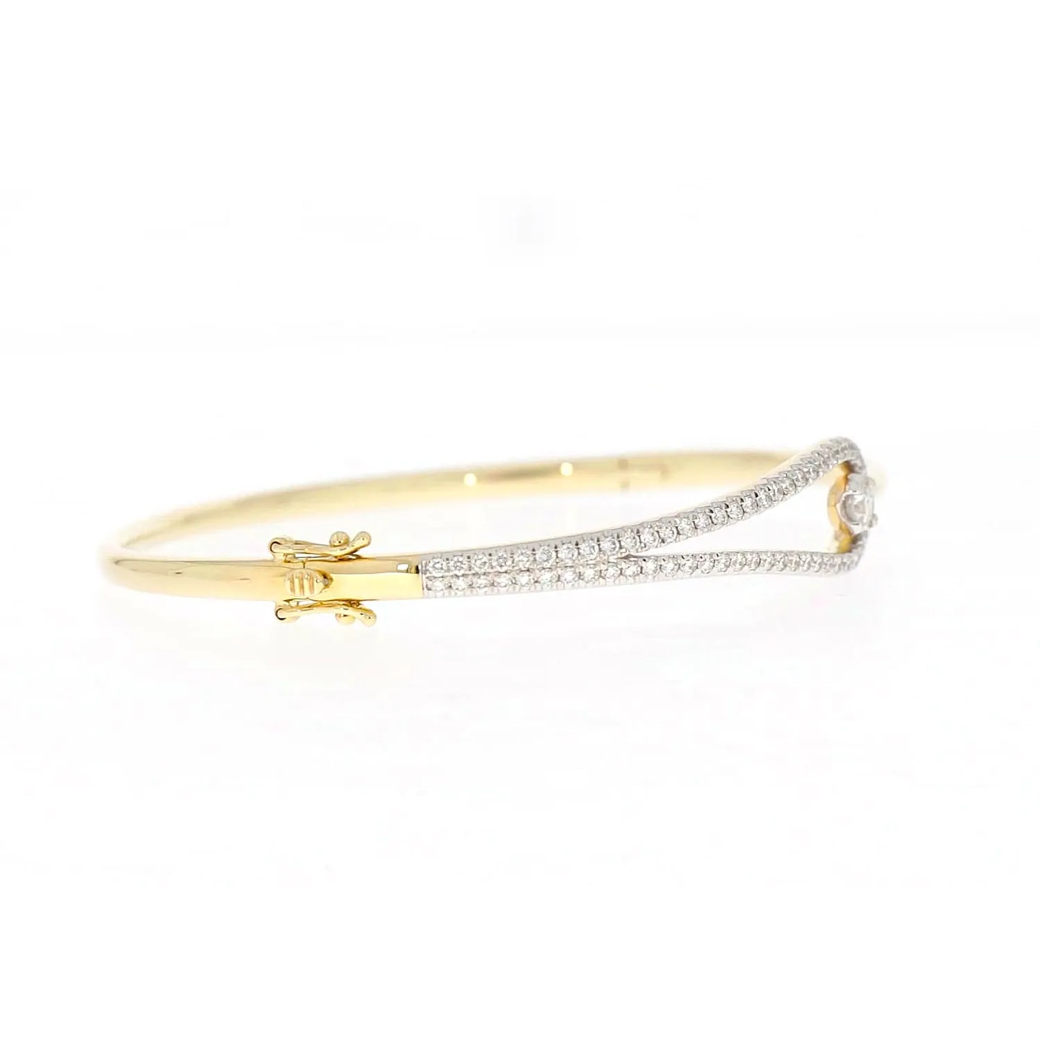 Celebration 9ct Yellow and White Gold with Round Brilliant Cut 1 Carat tw of Lab Grown Diamond Bangle