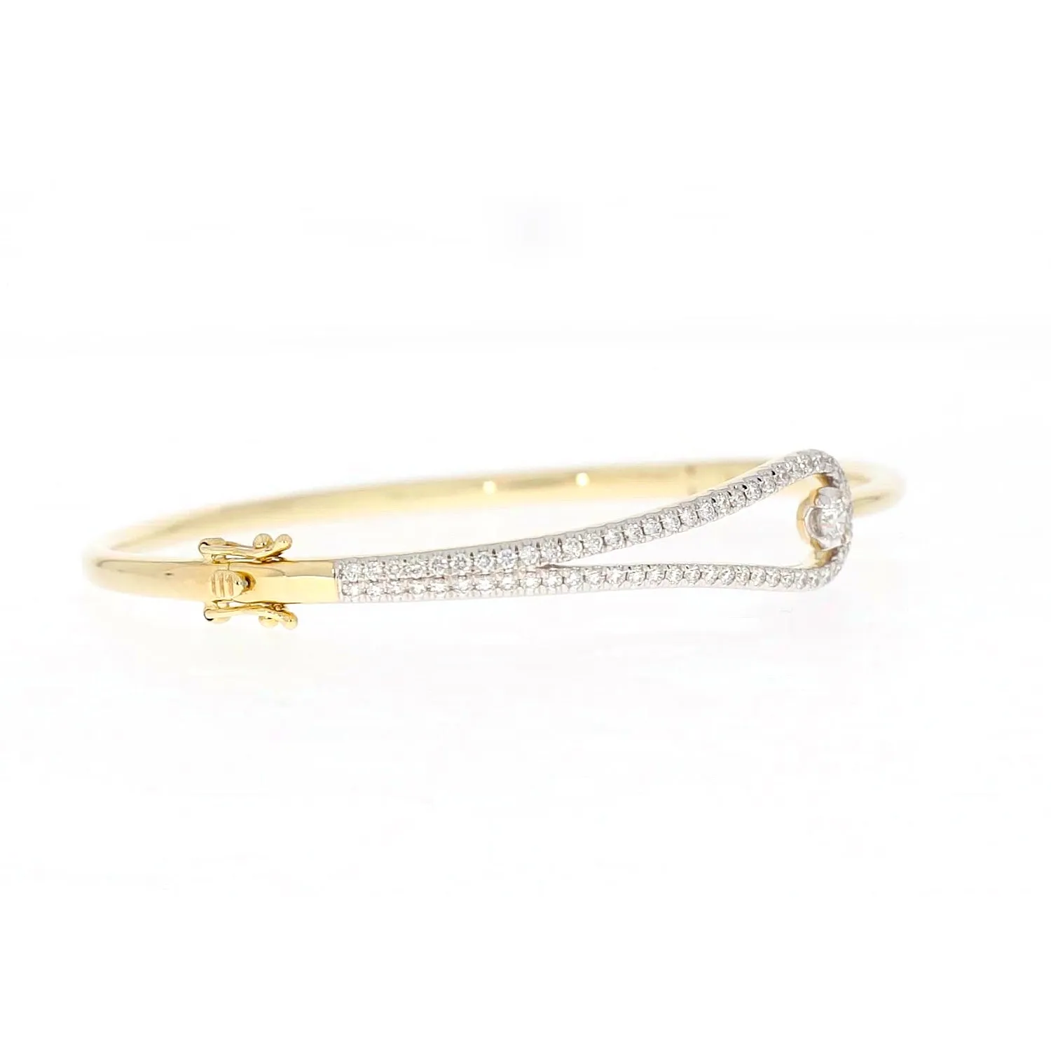 Celebration 9ct Yellow and White Gold with Round Brilliant Cut 1 Carat tw of Lab Grown Diamond Bangle