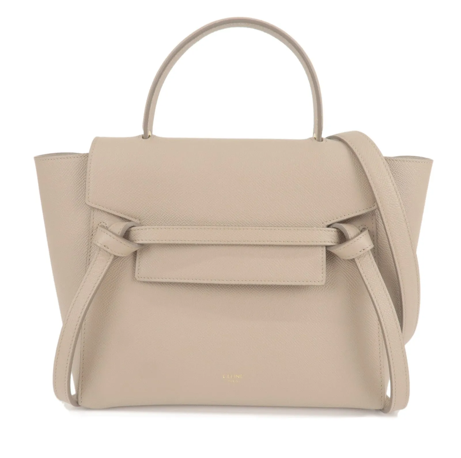 CELINE Leather Micro Belt Bag 2Way Hand Bag Light Taupe 189153