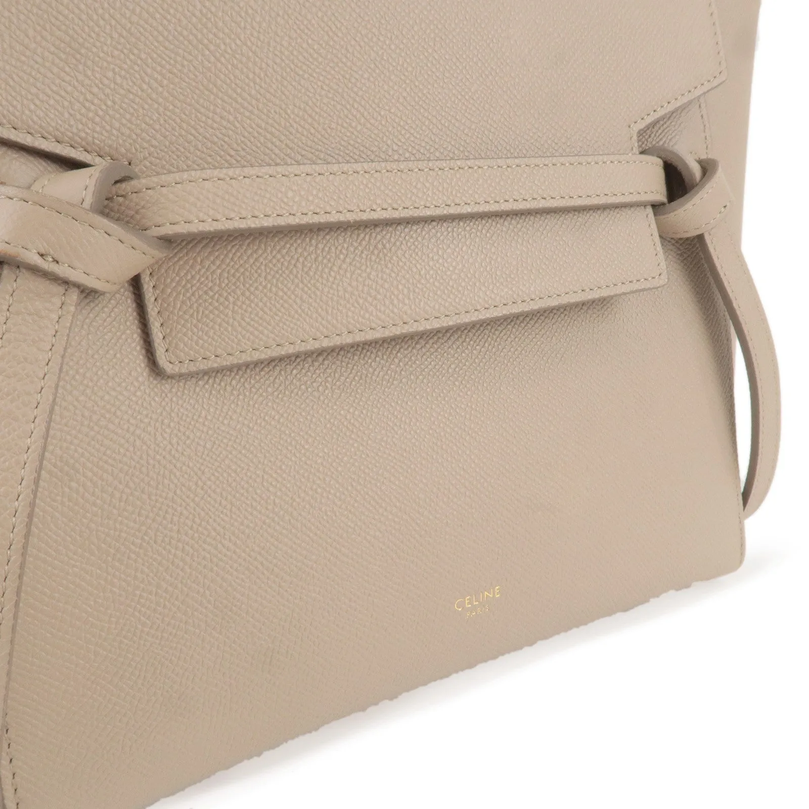 CELINE Leather Micro Belt Bag 2Way Hand Bag Light Taupe 189153