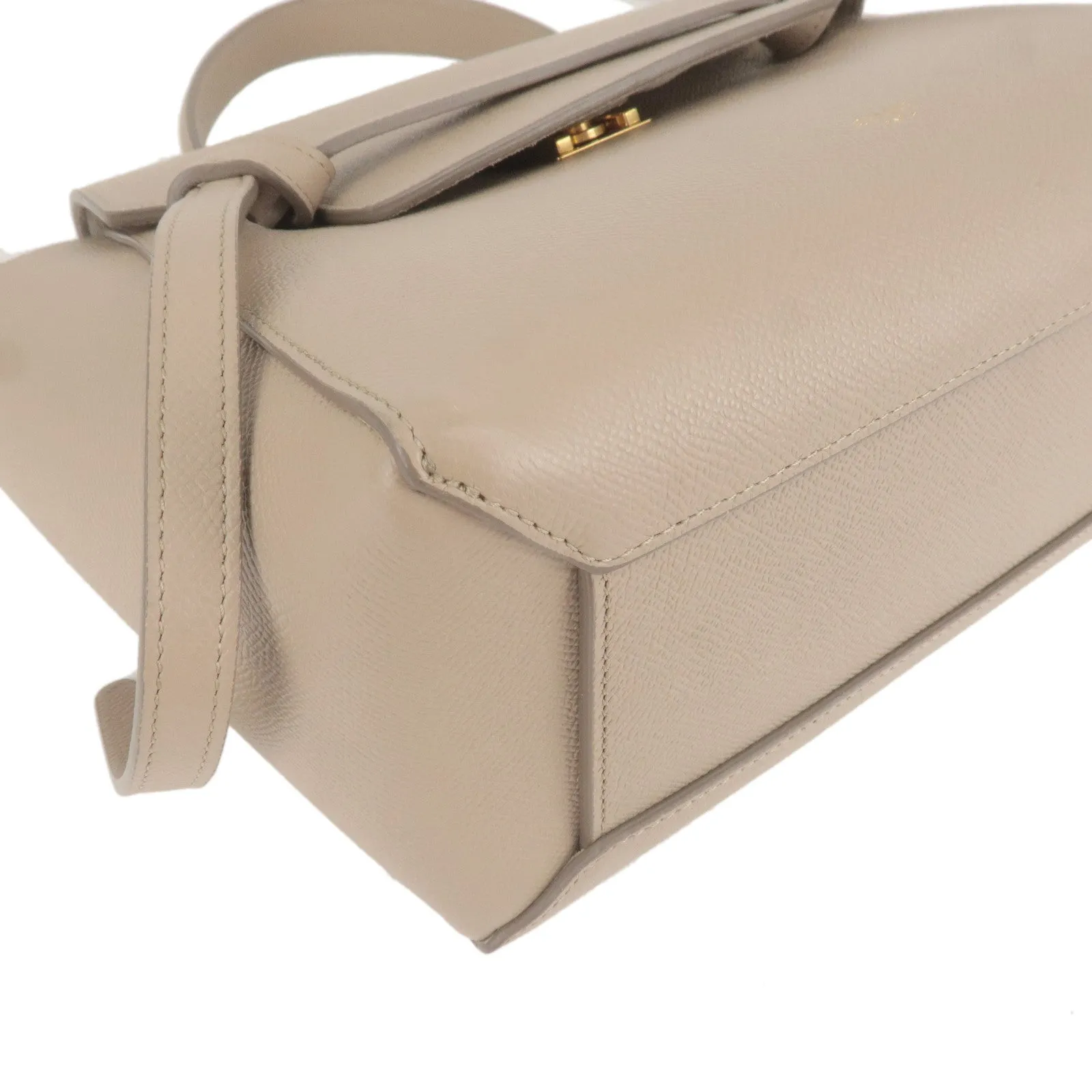 CELINE Leather Micro Belt Bag 2Way Hand Bag Light Taupe 189153