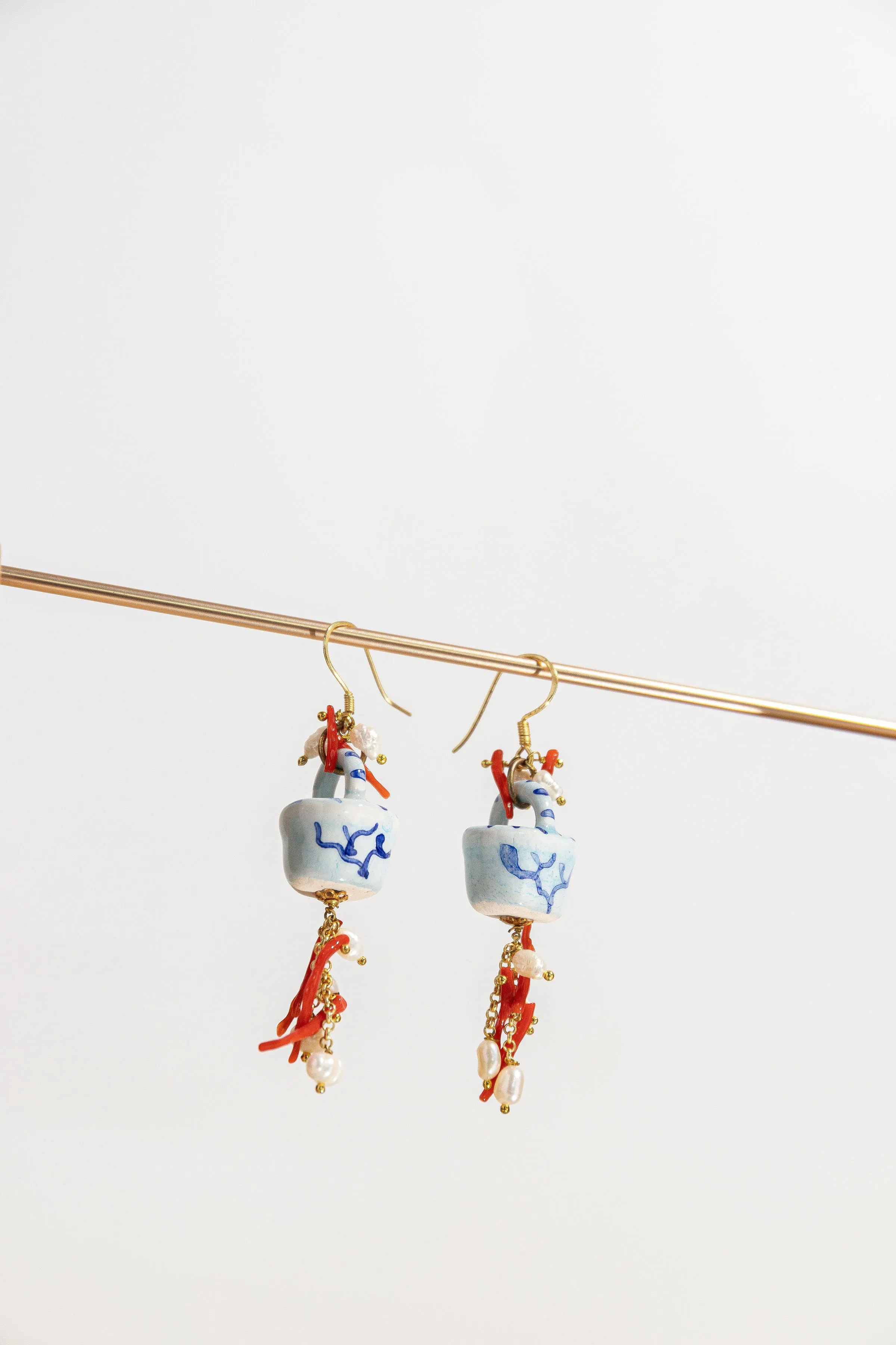 Ceramic & coral earrings