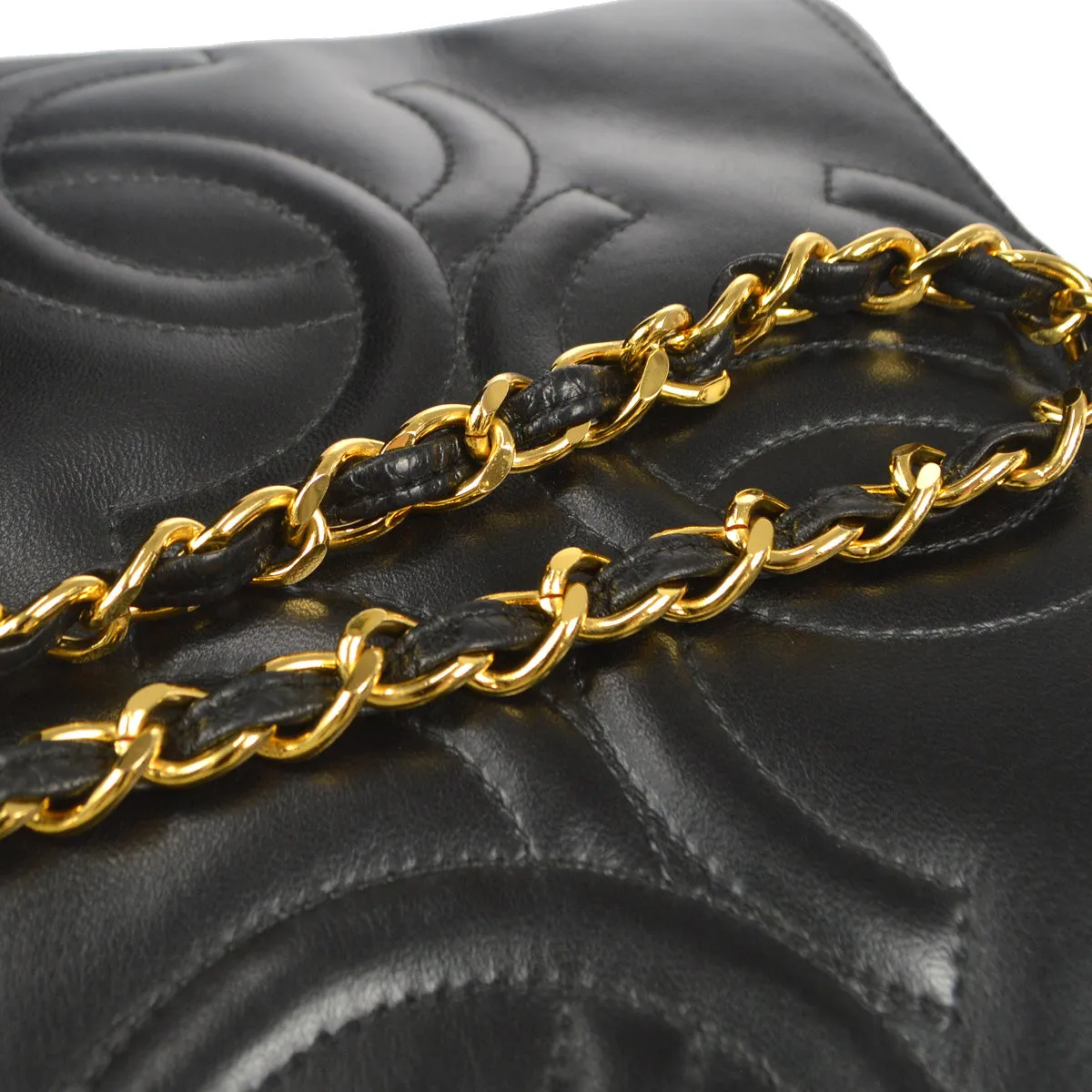 CHANEL 1994-1996 Triple CC Camera Bag Small Black Lambskin 66303