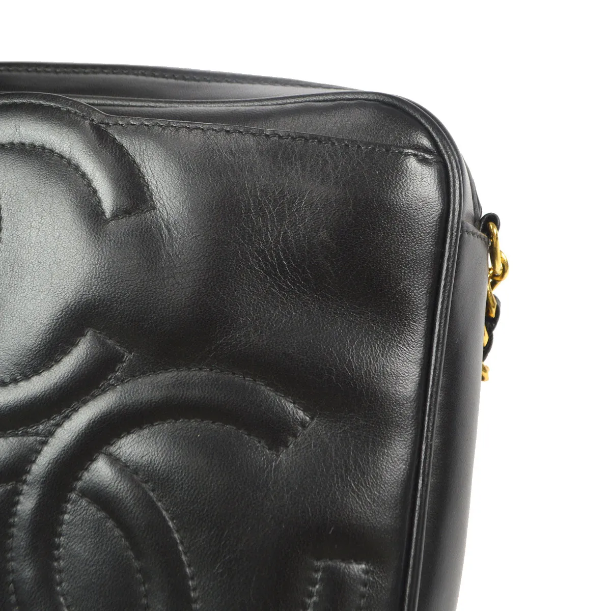 CHANEL 1994-1996 Triple CC Camera Bag Small Black Lambskin 66303