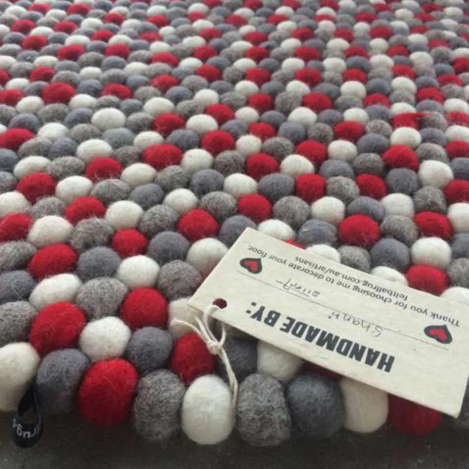 Cherry Pop Felt Ball Rug