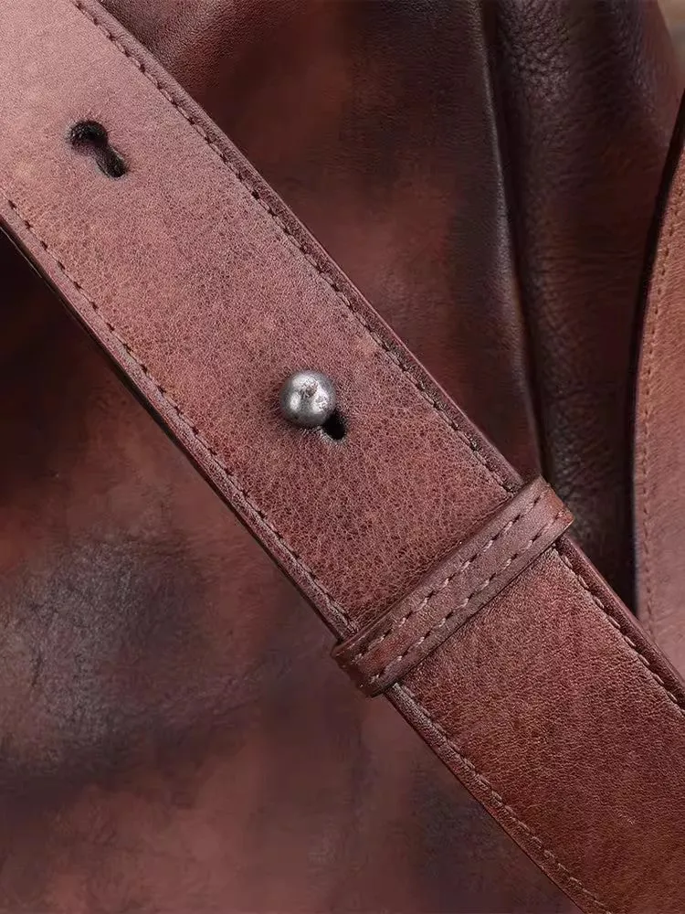 Chic Ladies Brown Leather Shoulder Bag Small Crossbody Bags For Women