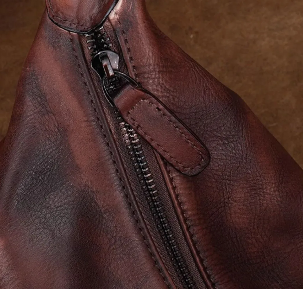 Chic Ladies Brown Leather Shoulder Bag Small Crossbody Bags For Women