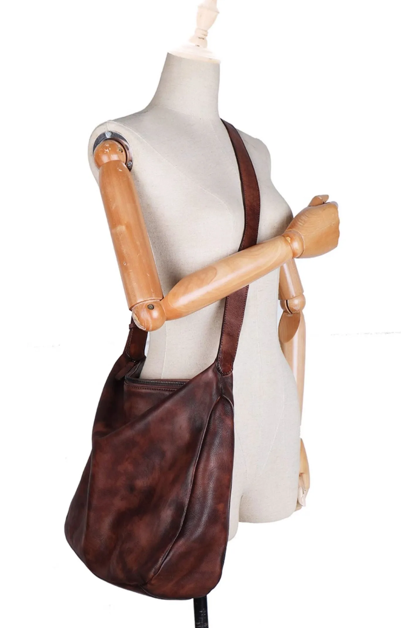 Chic Ladies Brown Leather Shoulder Bag Small Crossbody Bags For Women