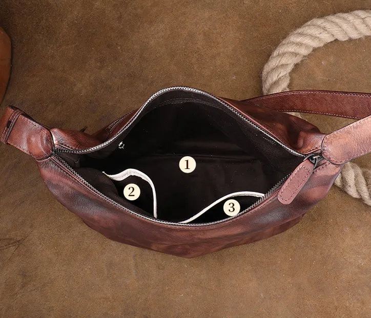 Chic Ladies Brown Leather Shoulder Bag Small Crossbody Bags For Women