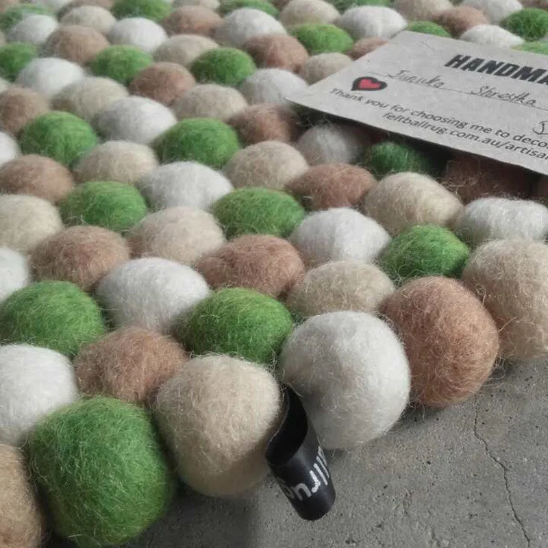 Choc Mint Felt Ball Rug