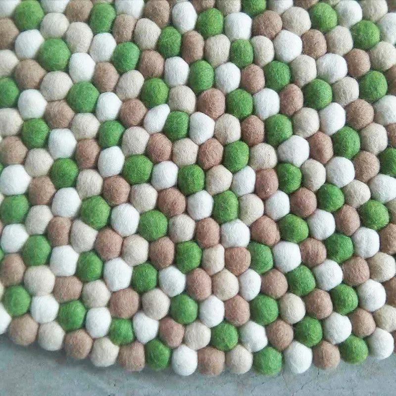 Choc Mint Felt Ball Rug