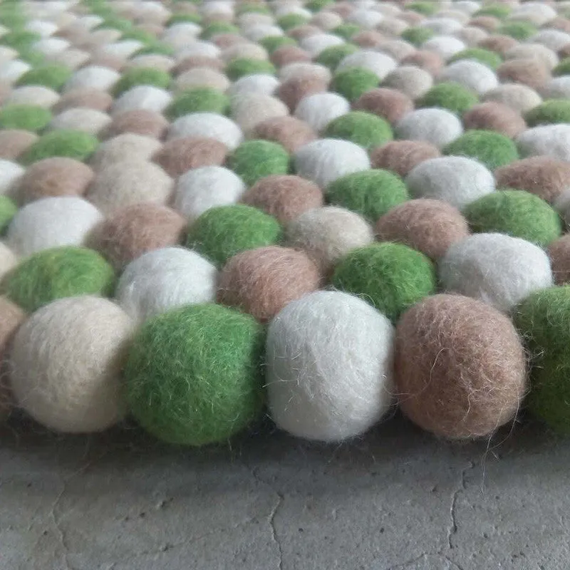 Choc Mint Felt Ball Rug