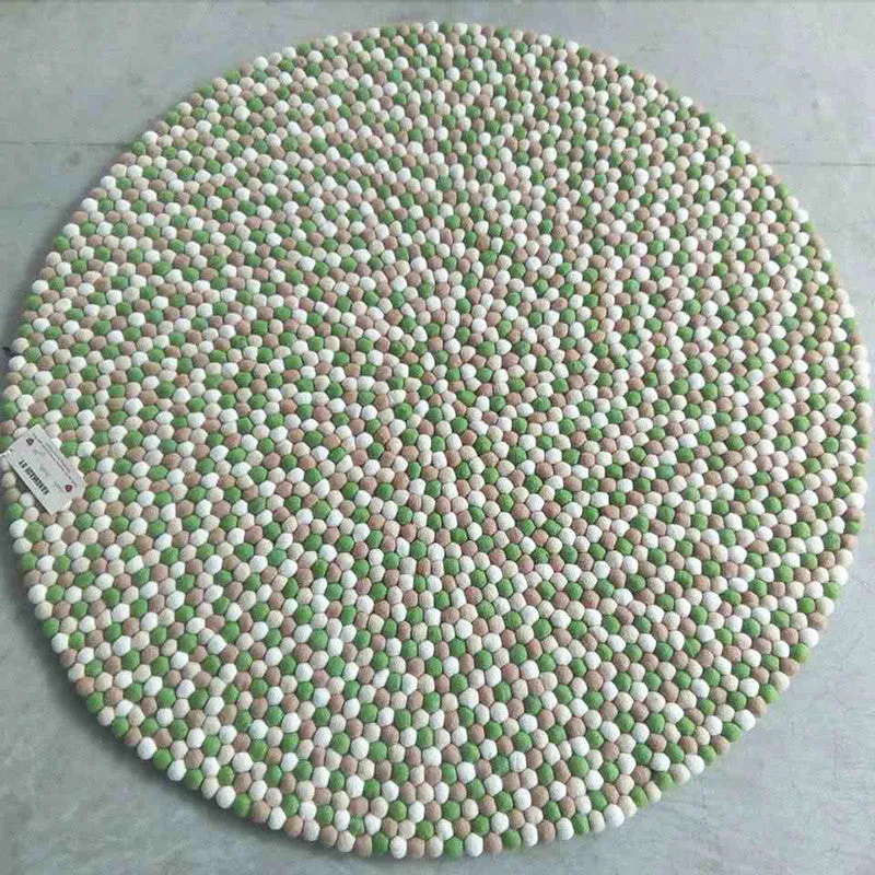 Choc Mint Felt Ball Rug