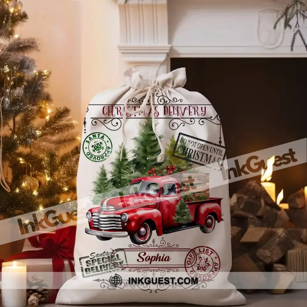 Christmas Delivery Car Custom Text, Personalized String Bag, Christmas Gift