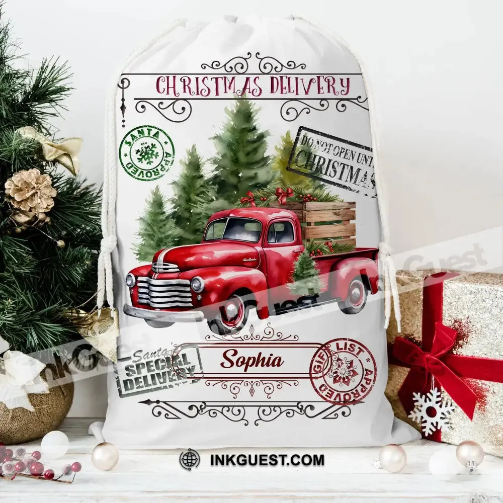Christmas Delivery Car Custom Text, Personalized String Bag, Christmas Gift