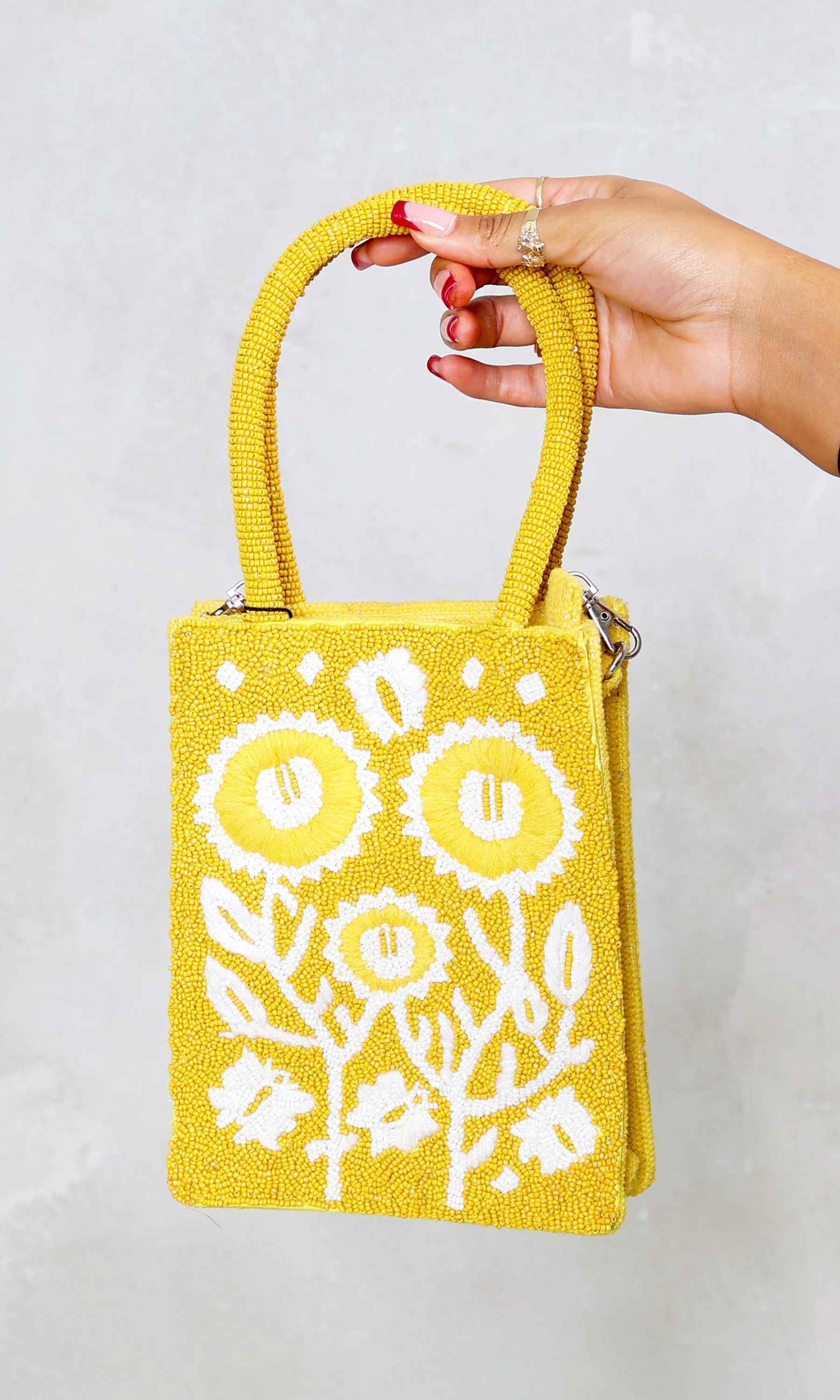 Citrus Bloom Beaded Mini Tote