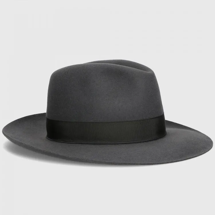 Classic Fedora Fur Felt Hat in Grey