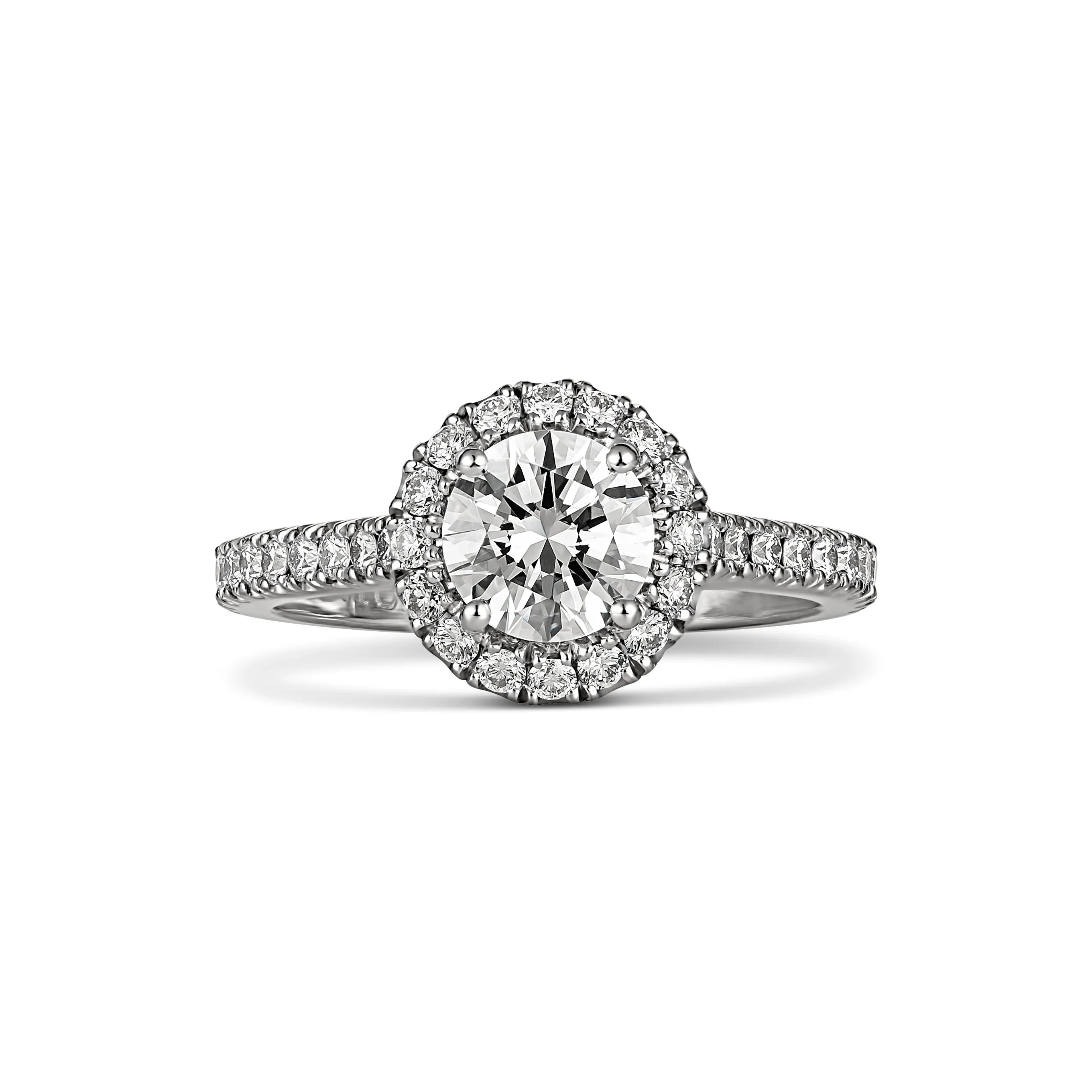 Classic Minelli Round Brilliant Cut Diamond Engagement Ring | 18K White Gold