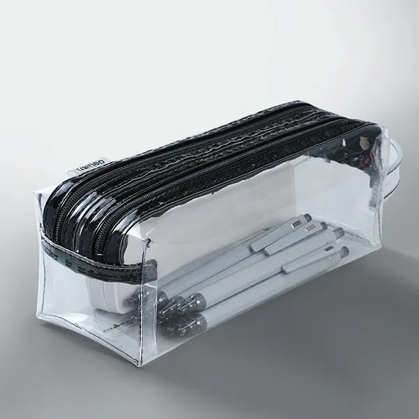 Clear Double Zippers Rectangular Pencil Case