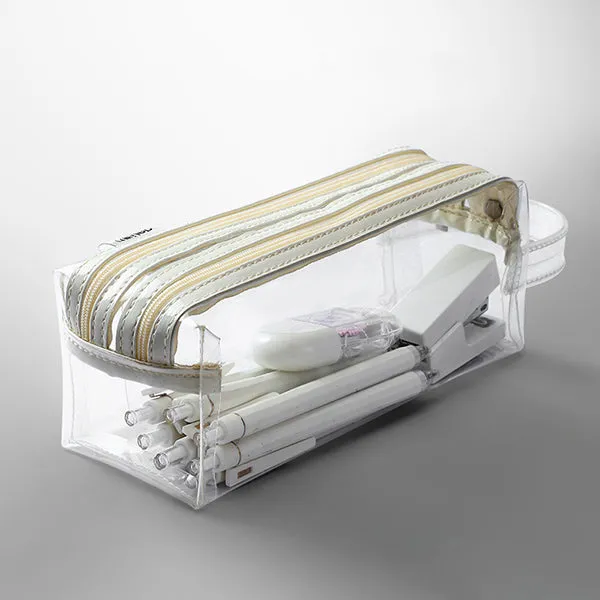 Clear Double Zippers Rectangular Pencil Case