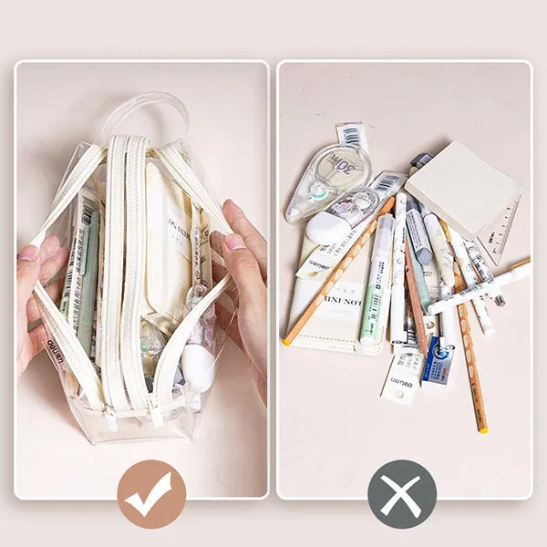 Clear Double Zippers Rectangular Pencil Case
