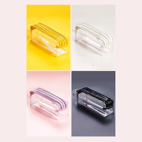 Clear Double Zippers Rectangular Pencil Case