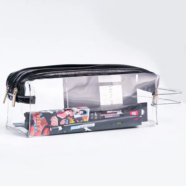 Clear Double Zippers Rectangular Pencil Case