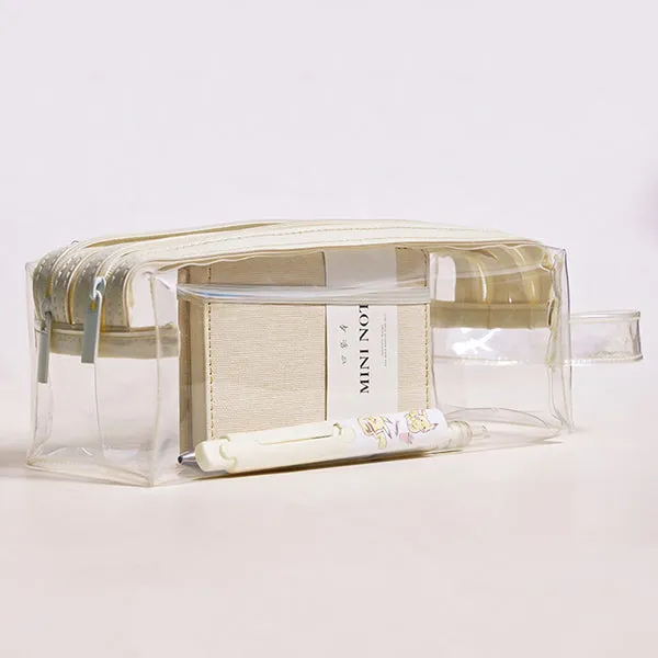 Clear Double Zippers Rectangular Pencil Case