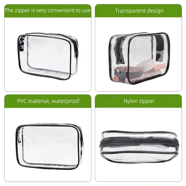 Clear Toiletry Makeup Bag | Black