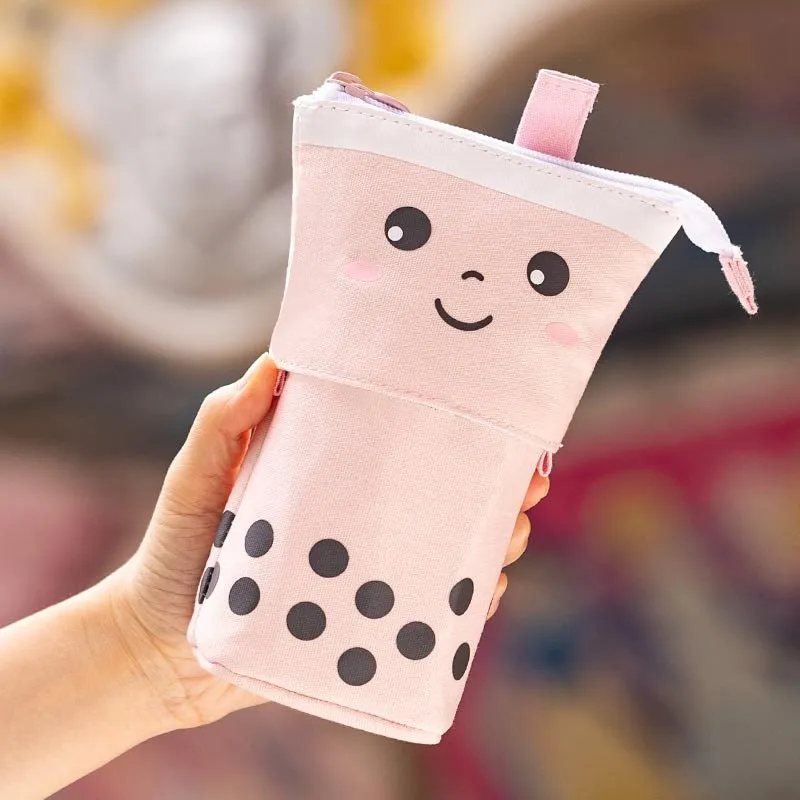 COFFEE Milk Tea Boba Retractable Standing Pen Case Pencil Case Retractable Case Storage Case Pencil Case | 170mm X 120mm X 60mm X 45mm