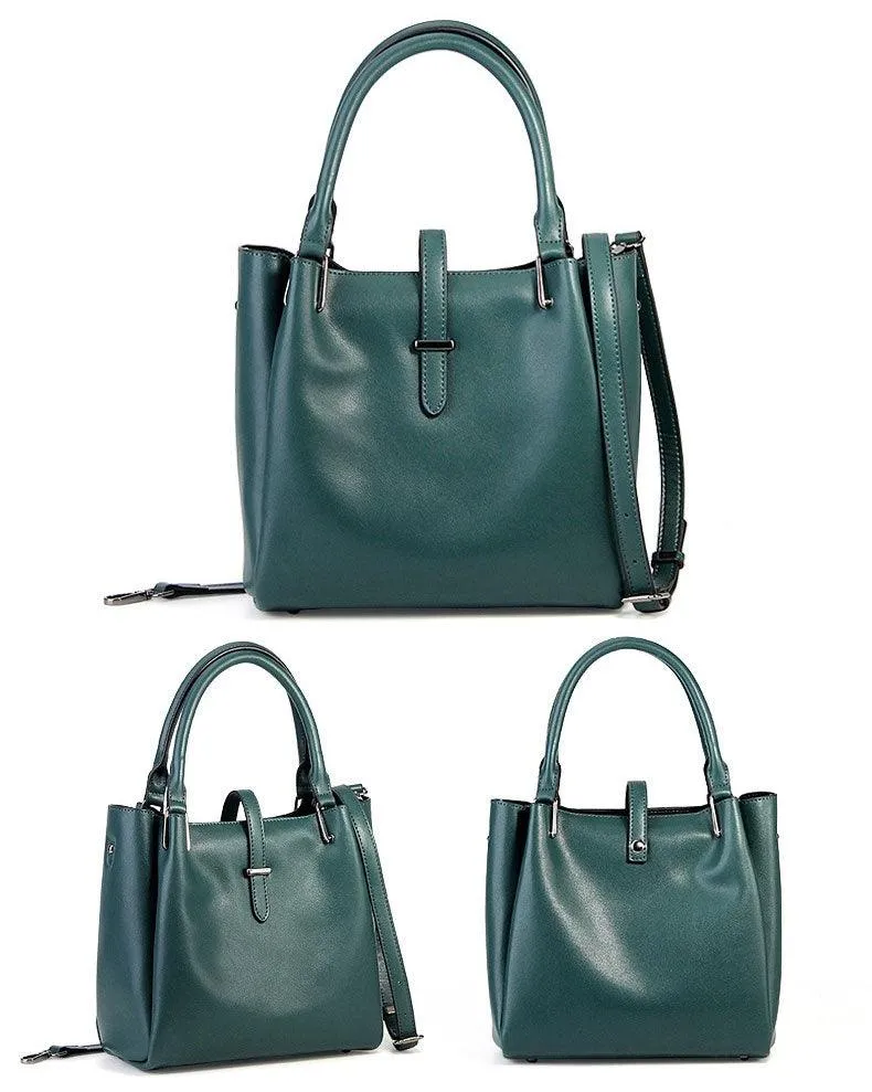 Collic Green Leather Tote Women's Handbag