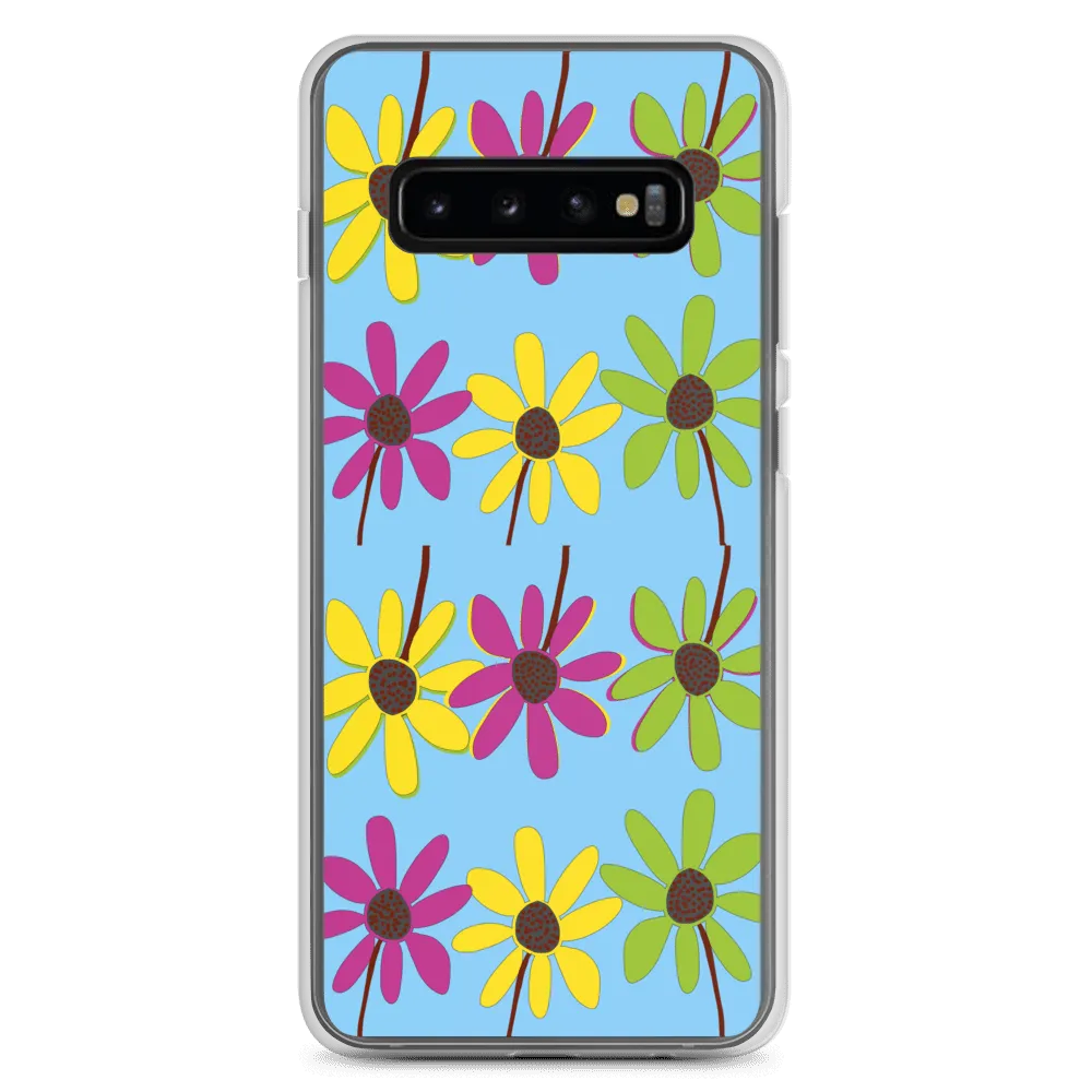 Colourful Hand Drawn Flower Petals Sky Blue Samsung Case