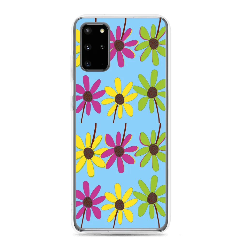 Colourful Hand Drawn Flower Petals Sky Blue Samsung Case