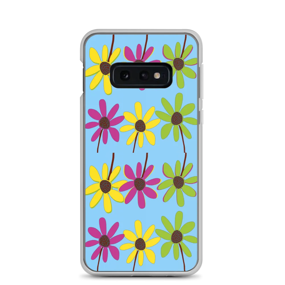 Colourful Hand Drawn Flower Petals Sky Blue Samsung Case