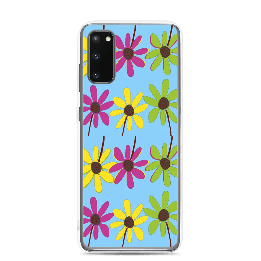 Colourful Hand Drawn Flower Petals Sky Blue Samsung Case