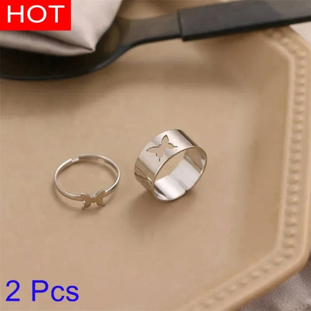 Creative Lovely Couples Matching Ring Set