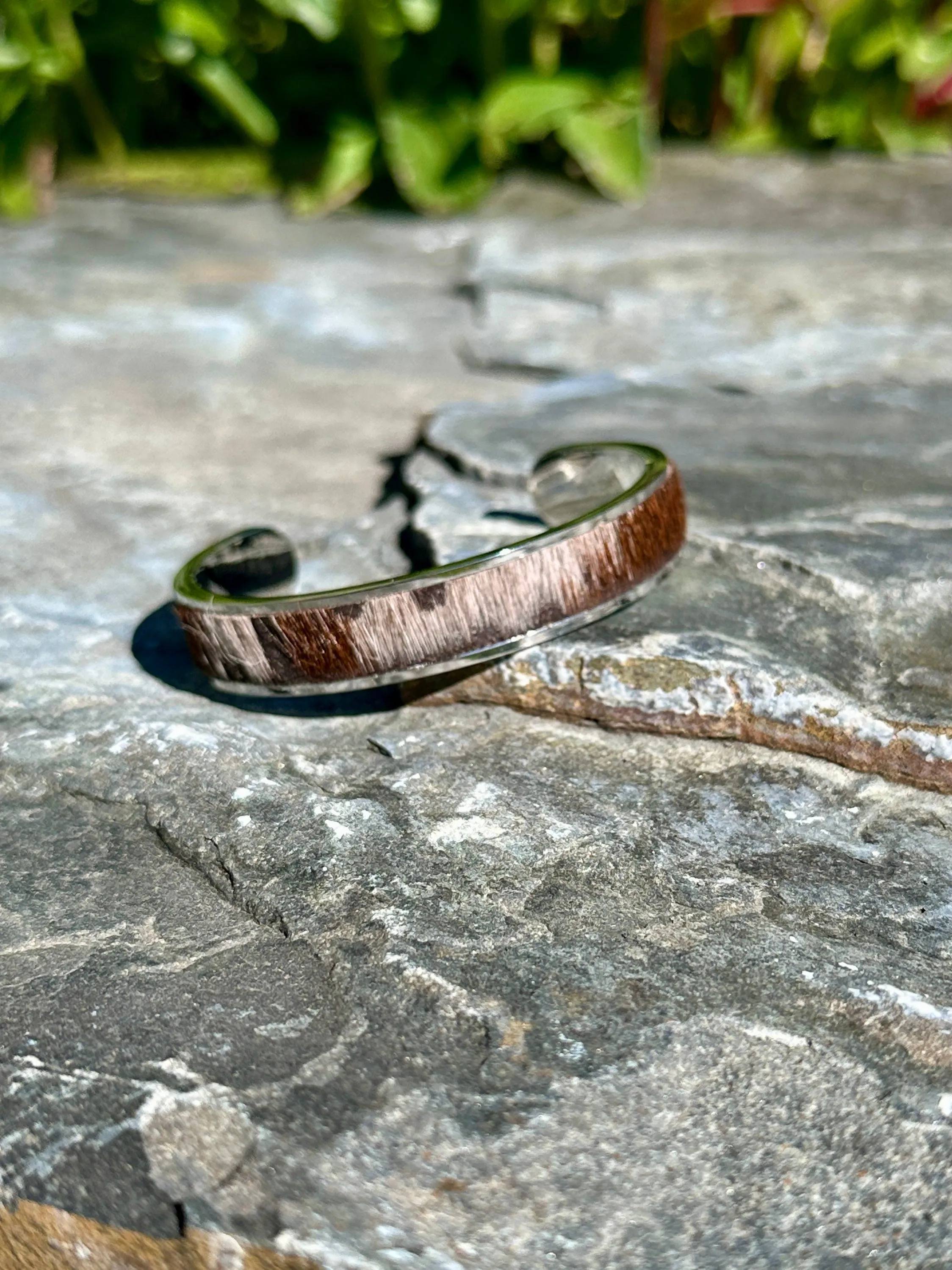 Cuff Bracelets - Stainless Steel with Leather or Hair Hide