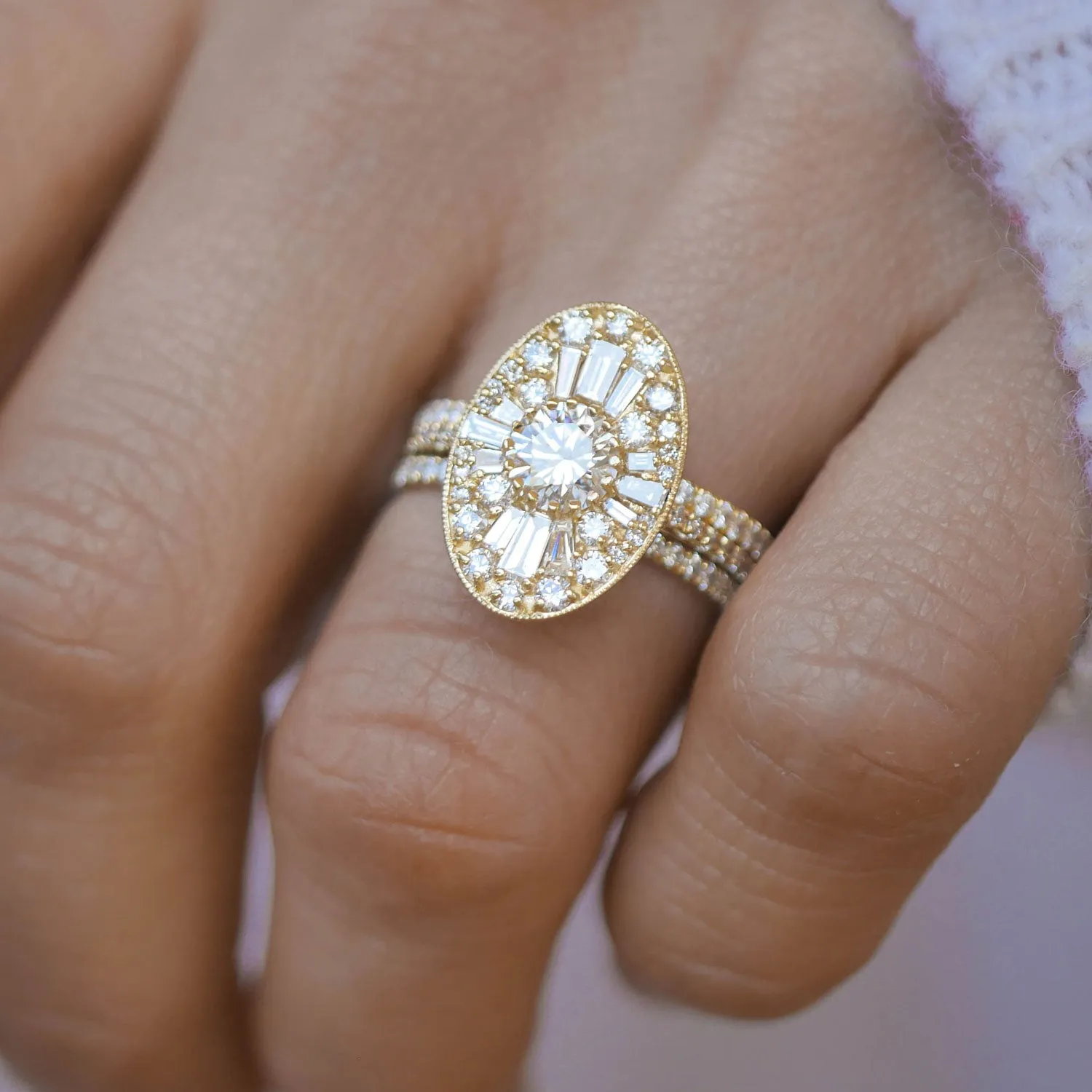 Custom Oval Ballerina Round Diamond Mosaic Ring