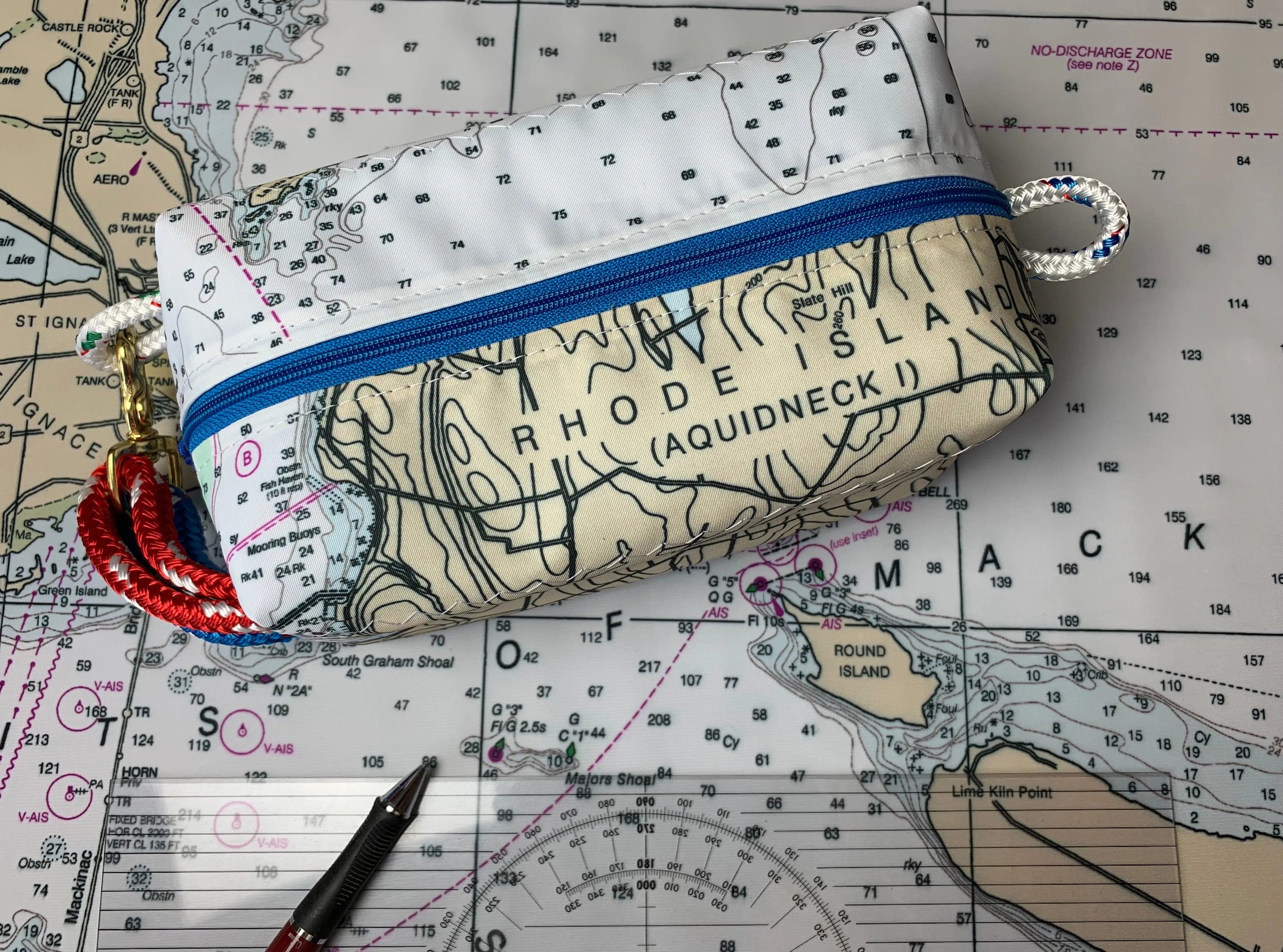 Custom Sailcloth Nautical Chart Dopp Kit & Toiletry Bag