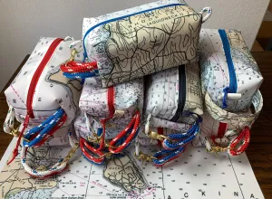 Custom Sailcloth Nautical Chart Dopp Kit & Toiletry Bag