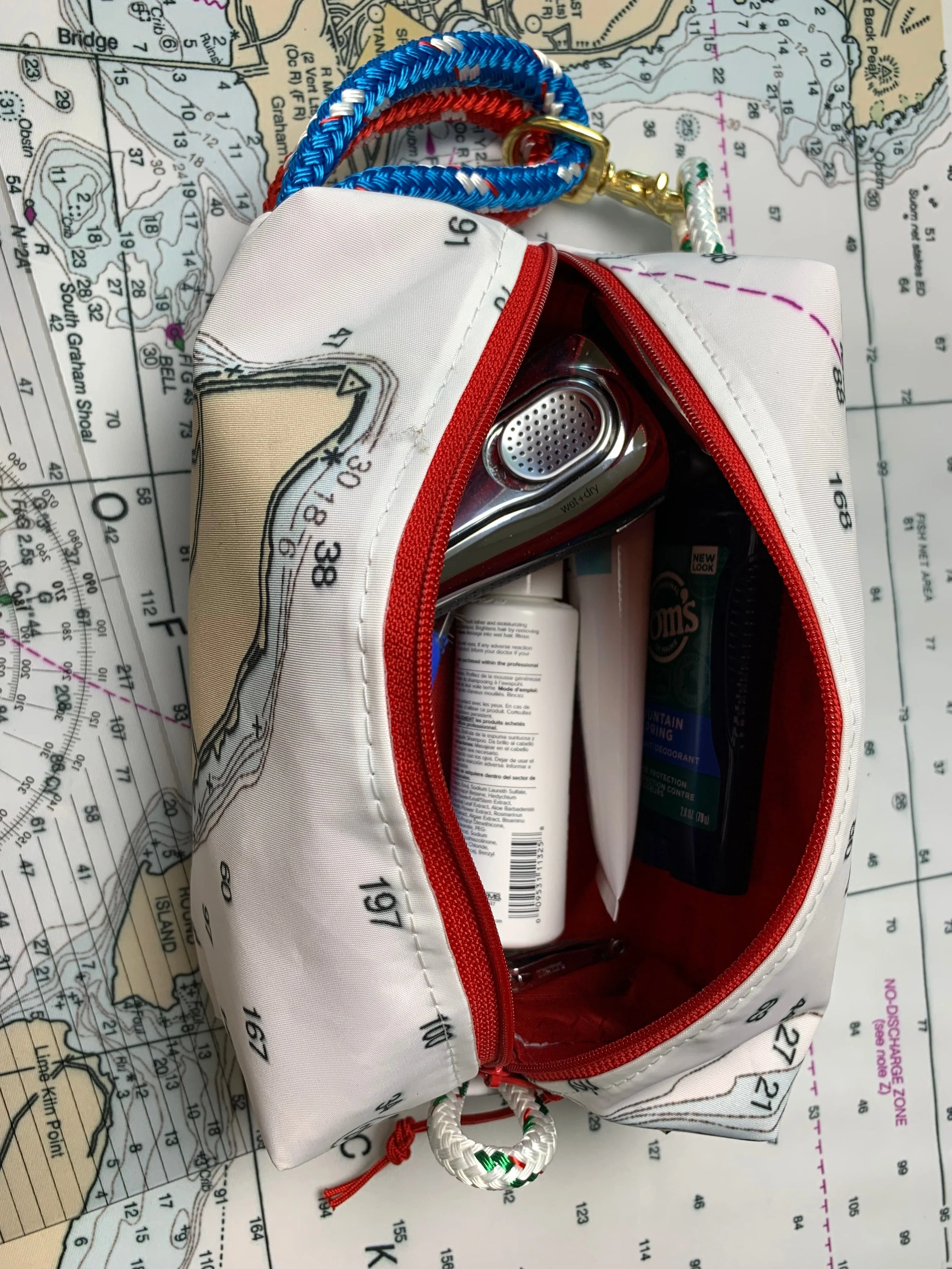 Custom Sailcloth Nautical Chart Dopp Kit & Toiletry Bag