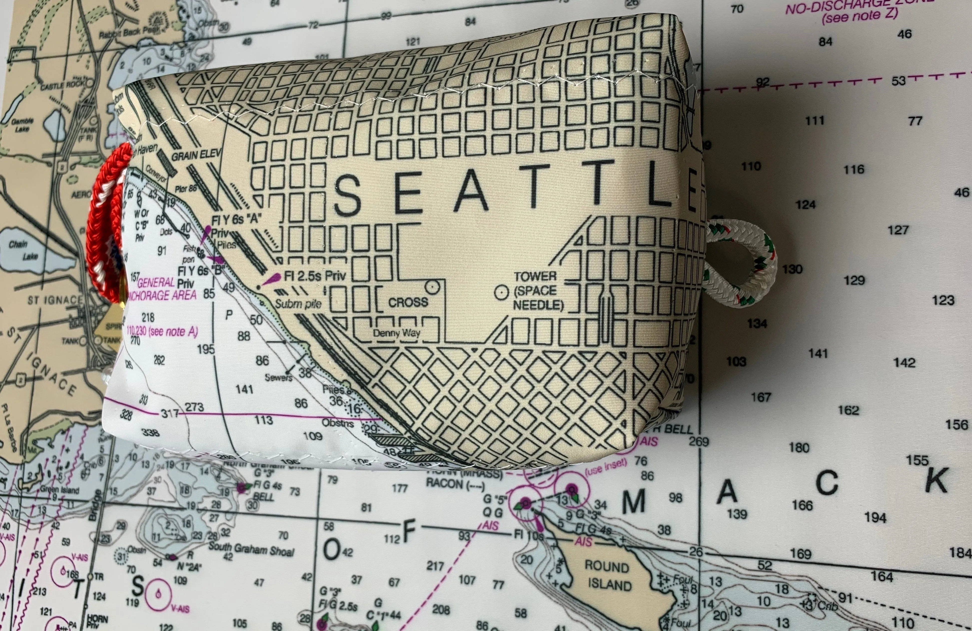 Custom Sailcloth Nautical Chart Dopp Kit & Toiletry Bag