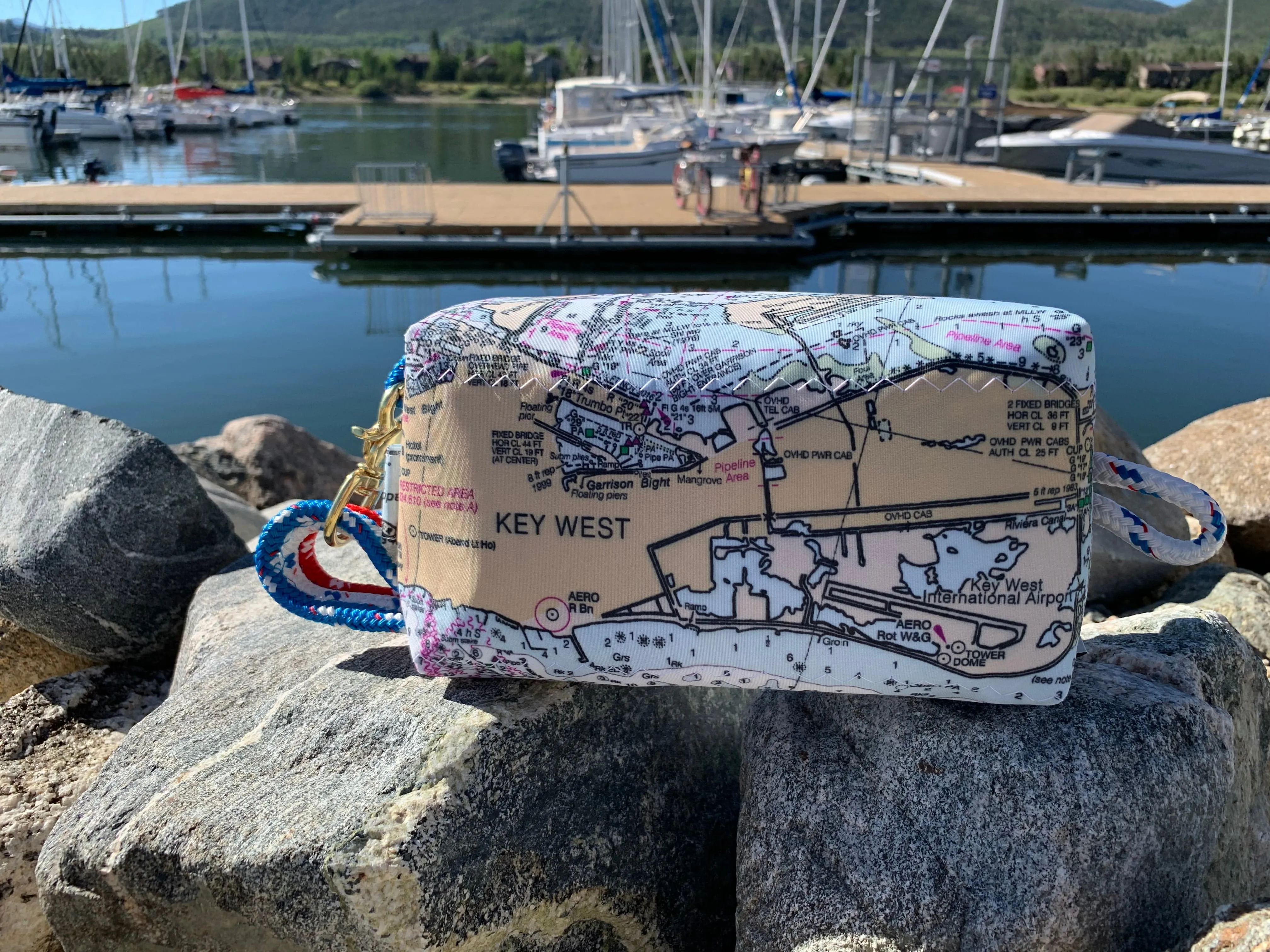 Custom Sailcloth Nautical Chart Dopp Kit & Toiletry Bag