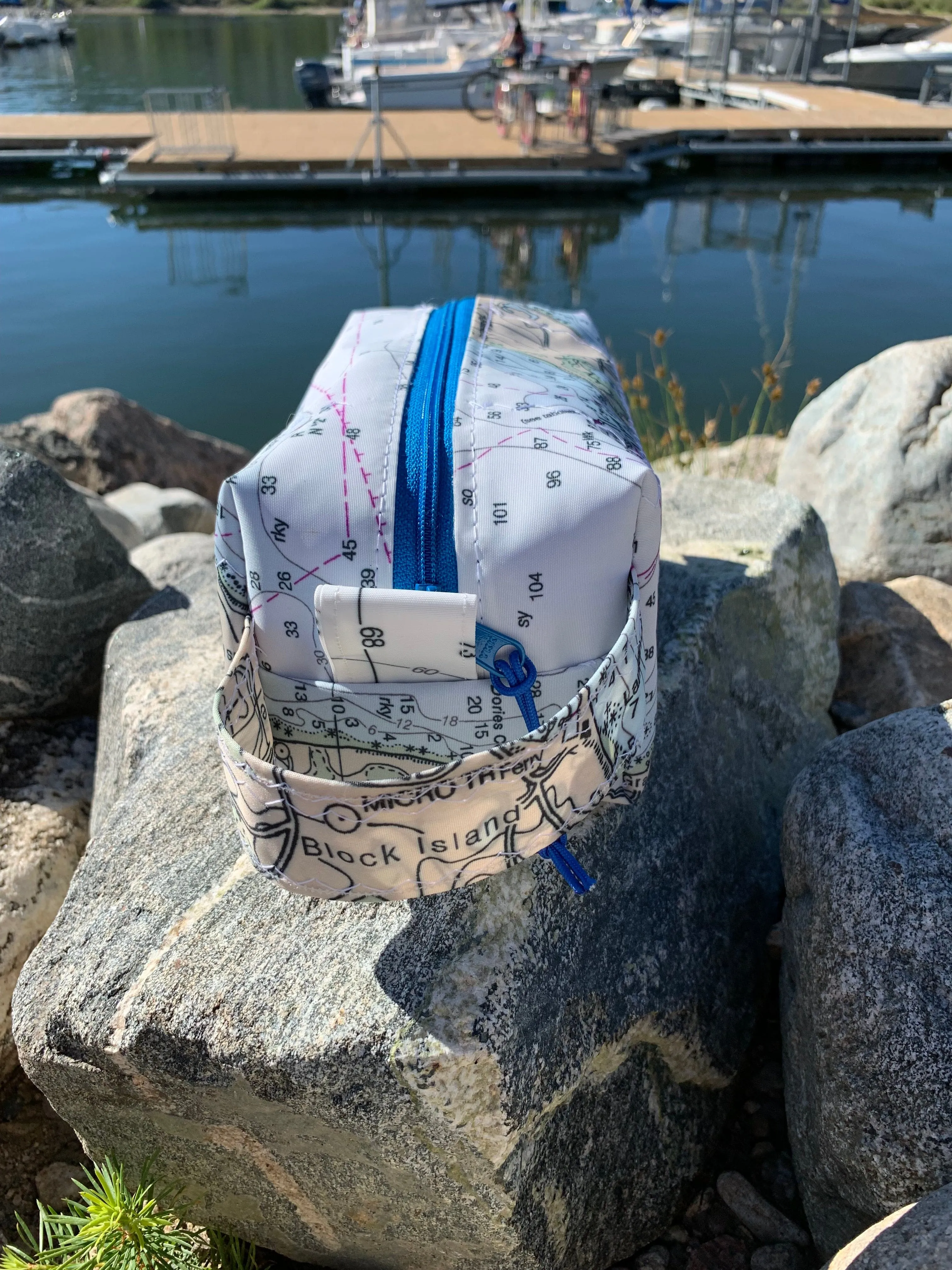 Custom Sailcloth Nautical Chart Dopp Kit & Toiletry Bag