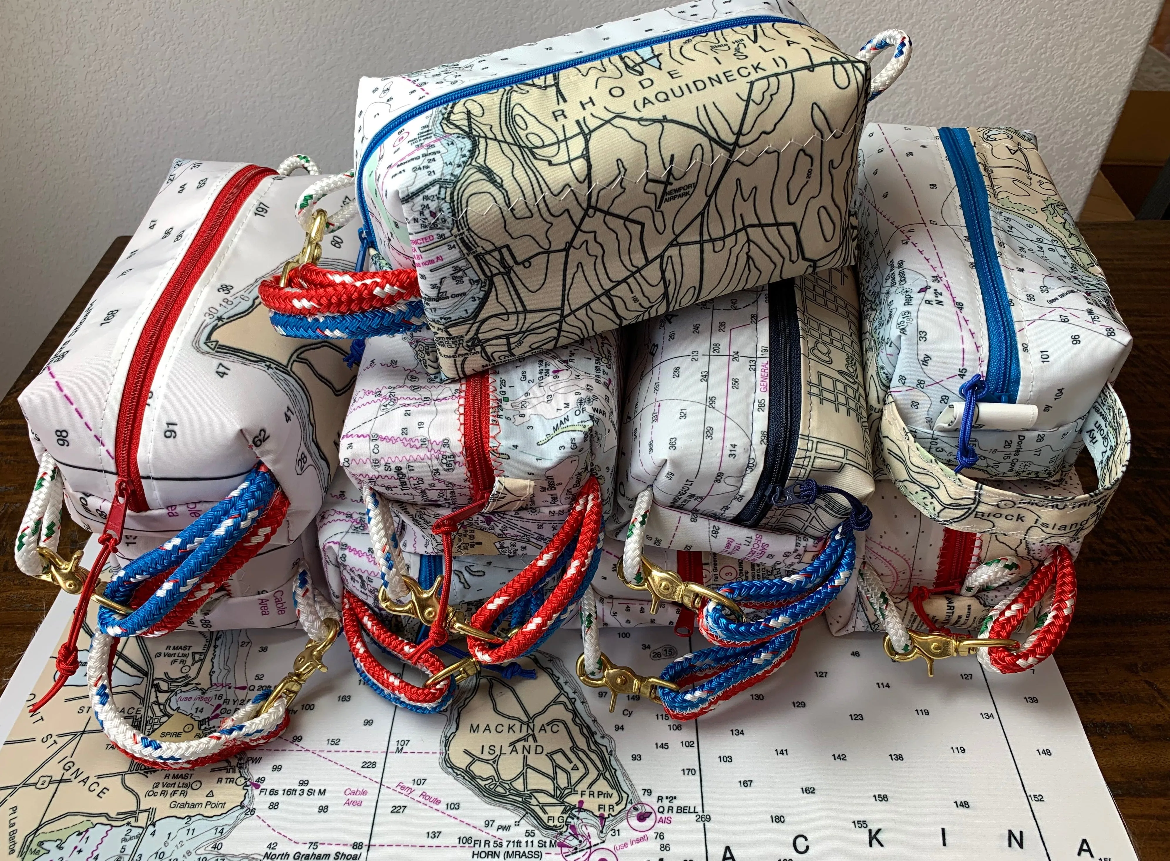 Custom Sailcloth Nautical Chart Dopp Kit & Toiletry Bag