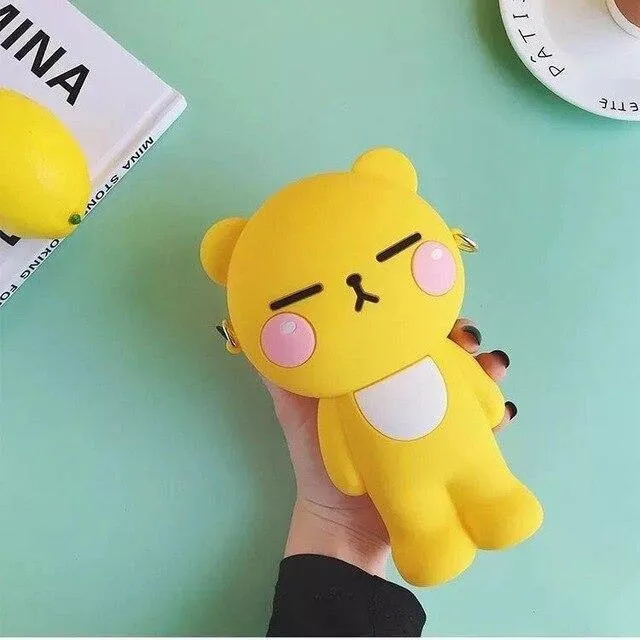 Cute Cartoon silicone pencil,pen, cosmetics bag