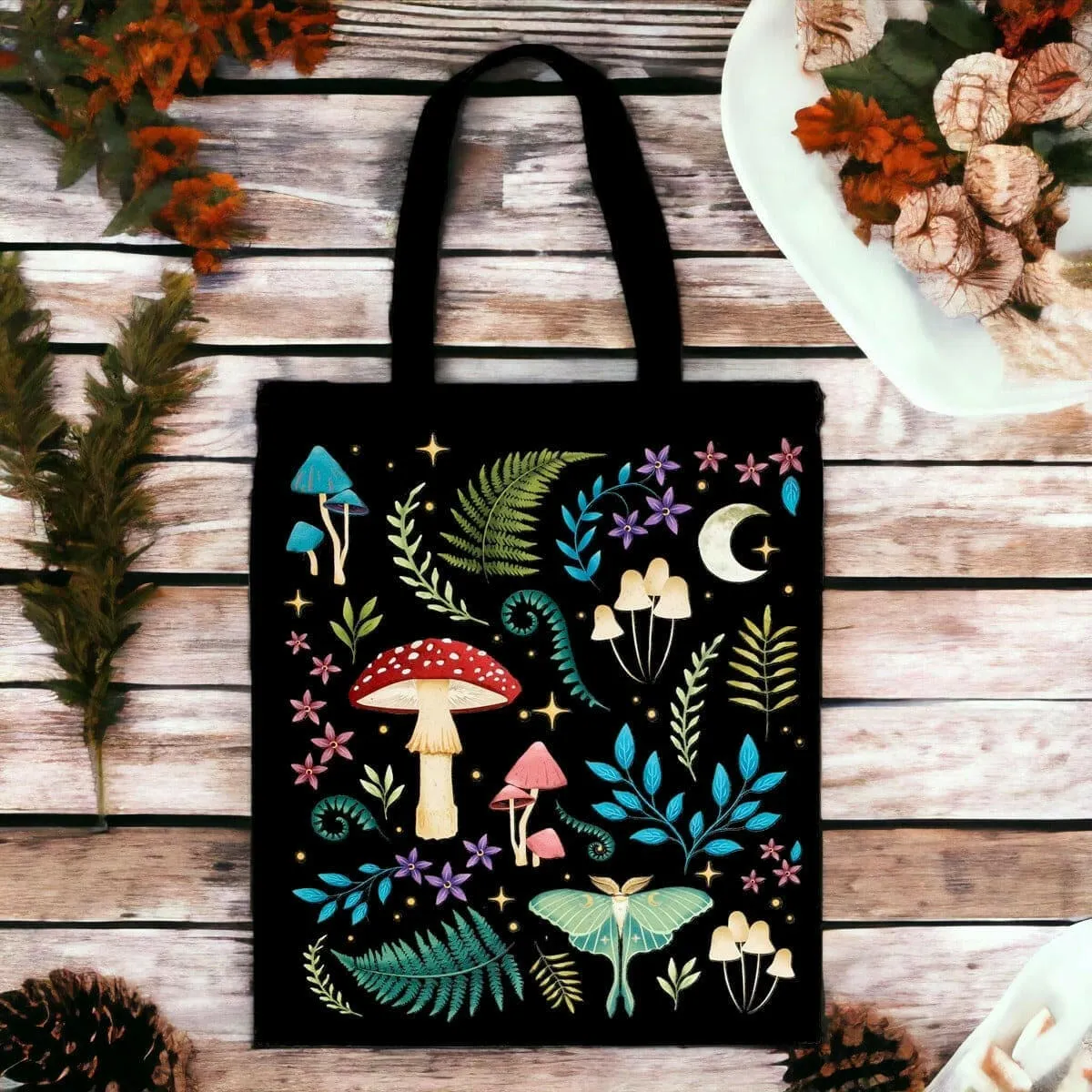 Dark Forest Print Cotton Tote Bag for Eco-Friendly Style
