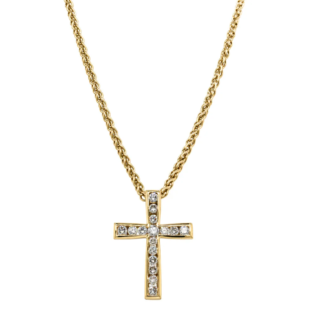 Deja Vu 18ct Yellow Gold .70ct Diamond Cross Pendant