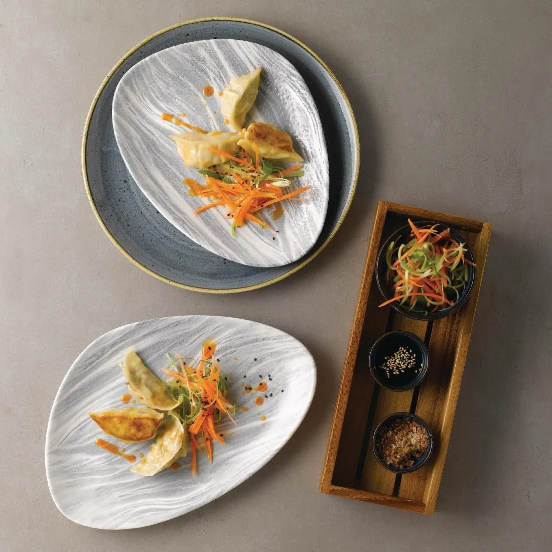 DF728 Churchill Fluid Triangle Chef Plates Pearl Grey 205 x 265mm (Pack of 12)